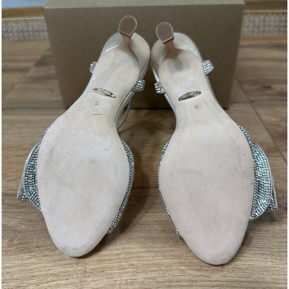 Badgley Mischka Remi Statement Heel Satin Rhinestone Bow Size 5 NWOB Wedding MOB - Picture 9 of 11